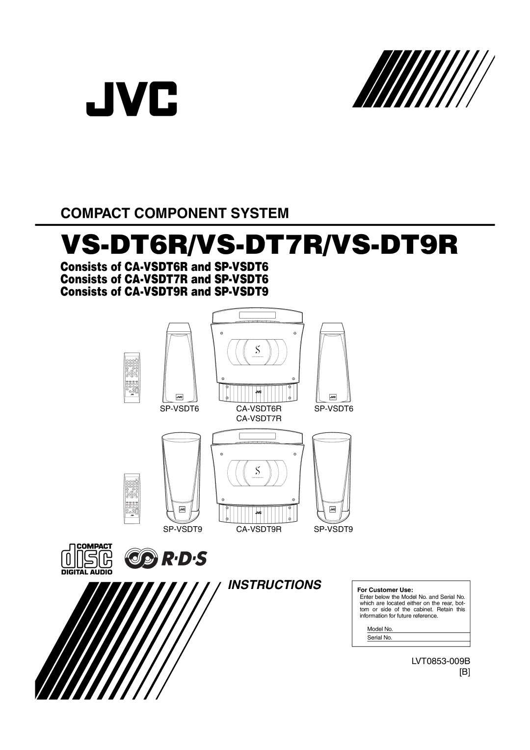 JVC CA-VSDT6R, CA-VSDT9R, CA-VSDT7R, SP-VSDT9, SP-VSDT6 manual VS-DT6R/VS-DT7R/VS-DT9R 