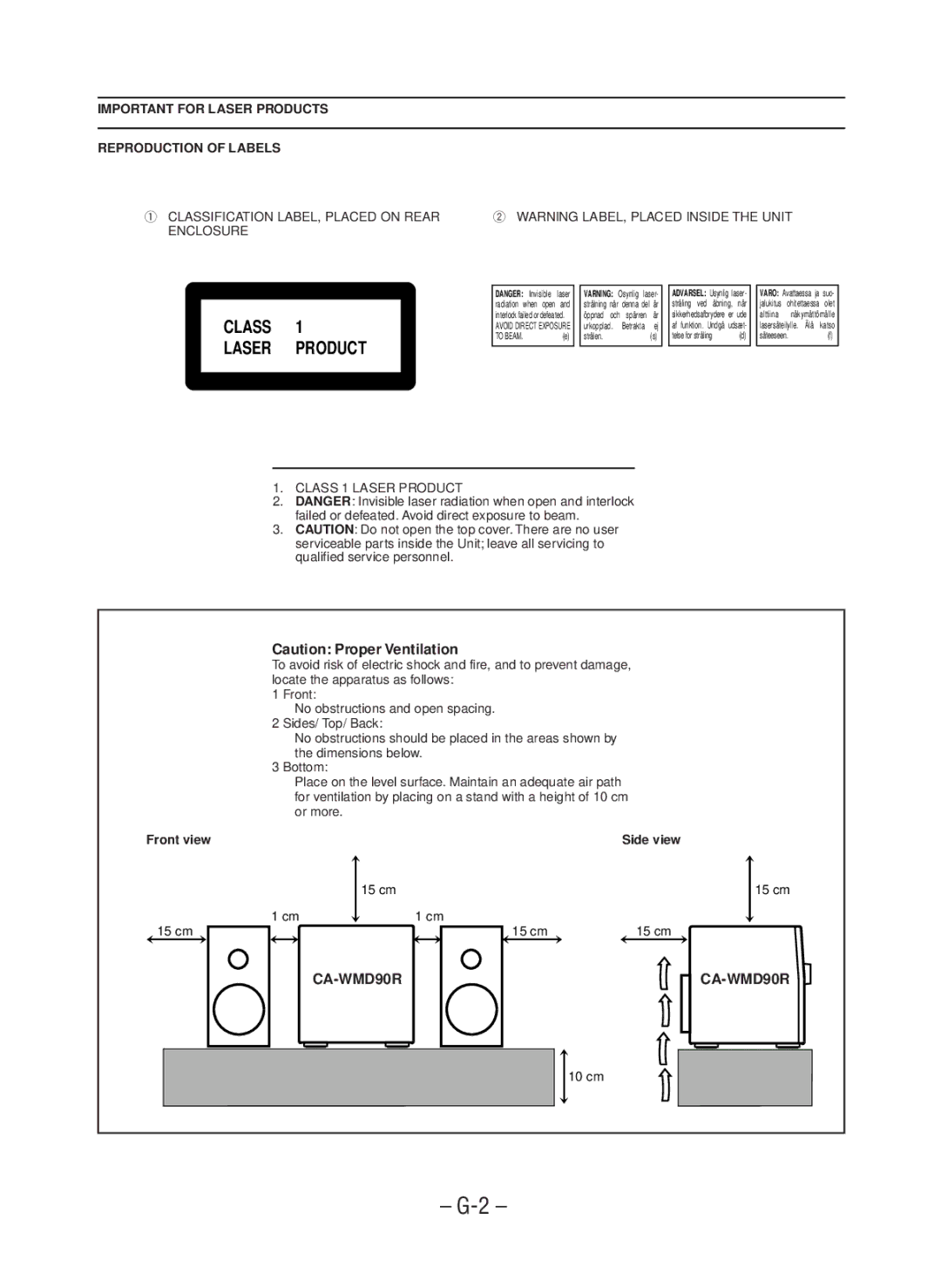 JVC CA-WMD90R manual Class Laser Product 