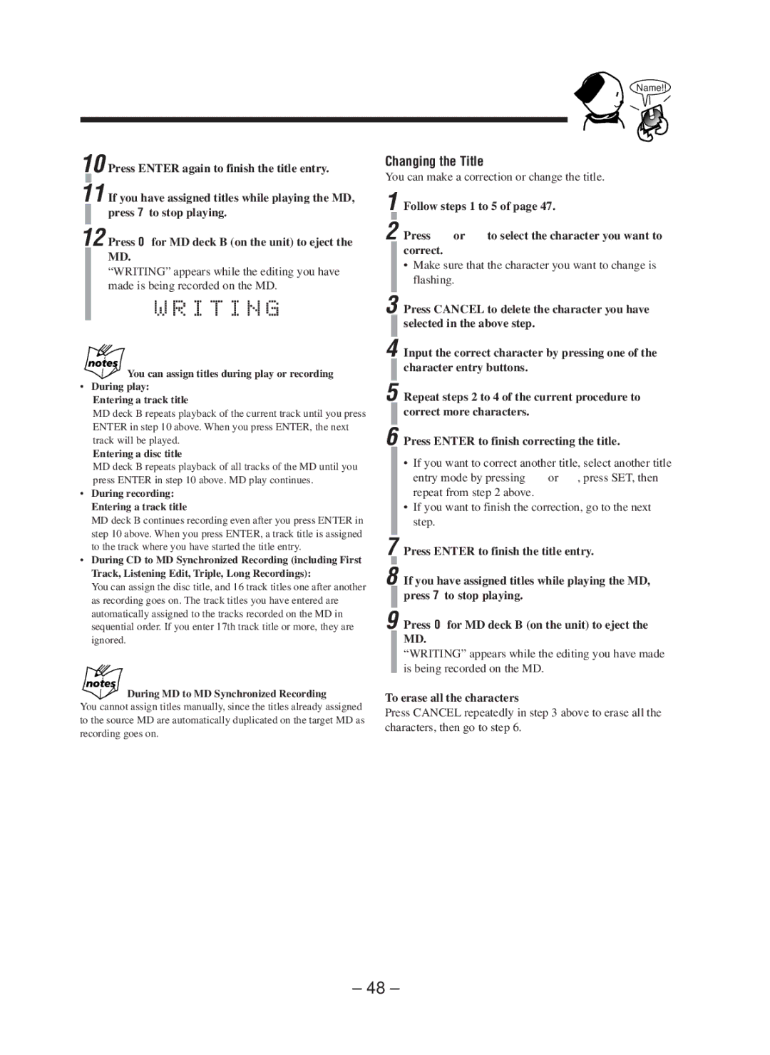 JVC CA-WMD90R manual Name 