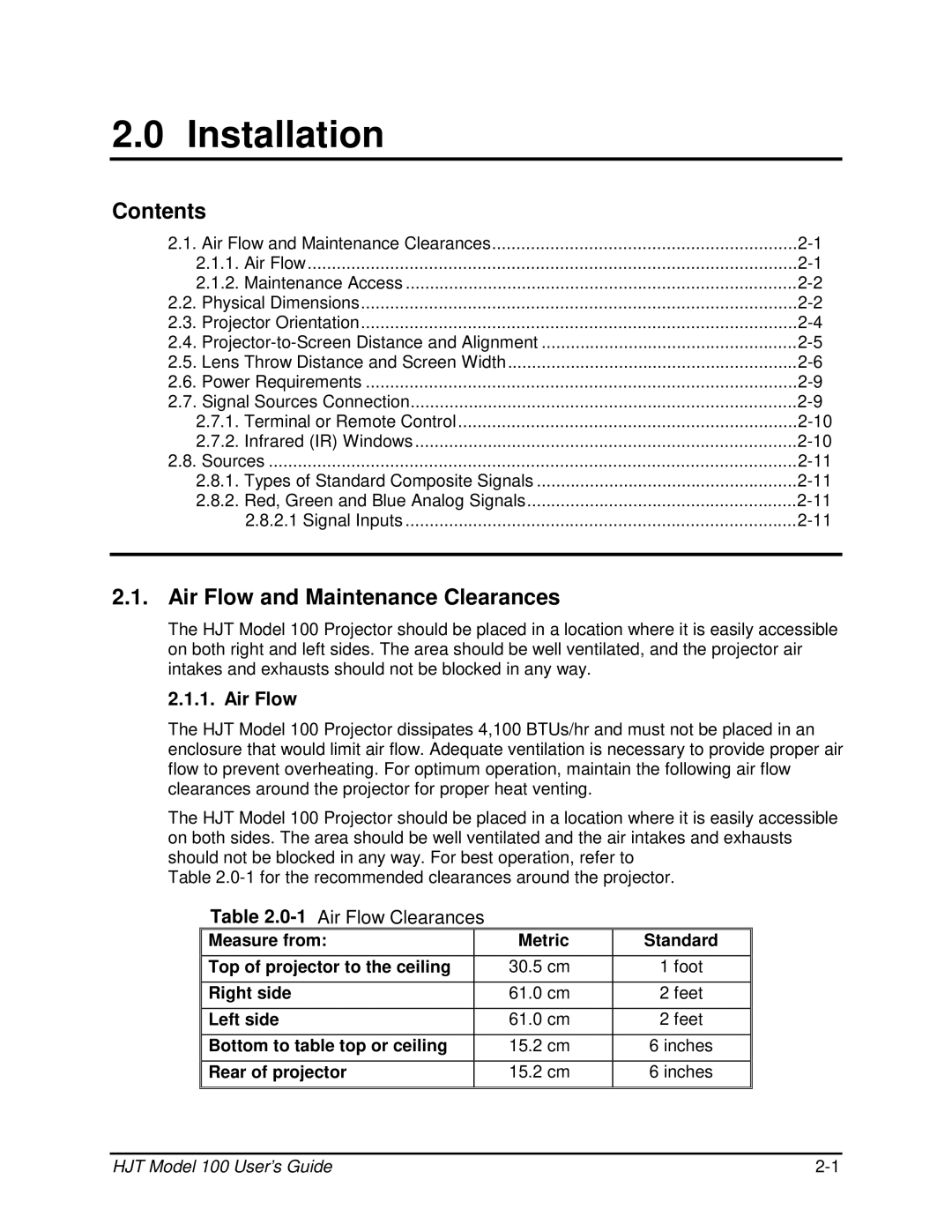 JVC CB100 manual Air Flow and Maintenance Clearances 