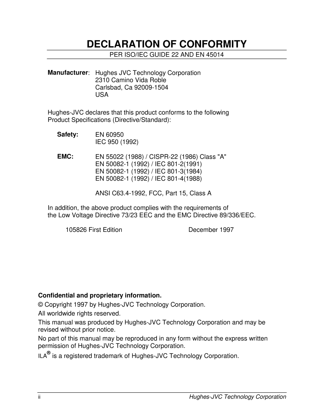 JVC CB100 manual Safety, Confidential and proprietary information 