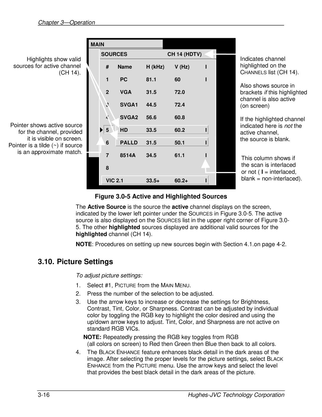 JVC CB100 manual Picture Settings, To adjust picture settings 