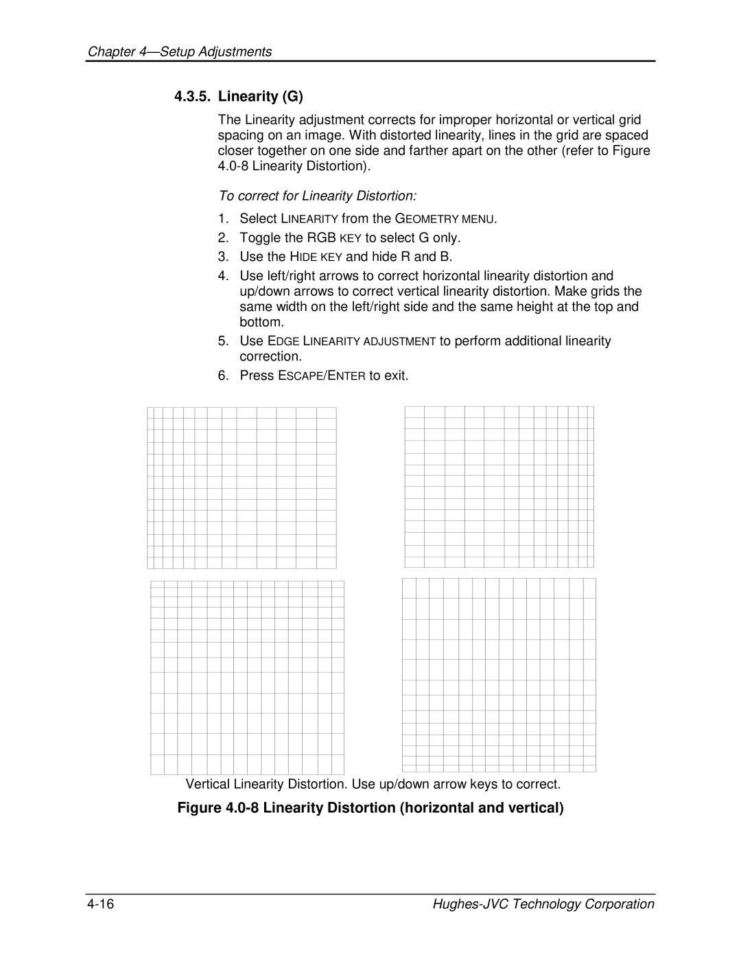 JVC CB100 manual Linearity G, To correct for Linearity Distortion 