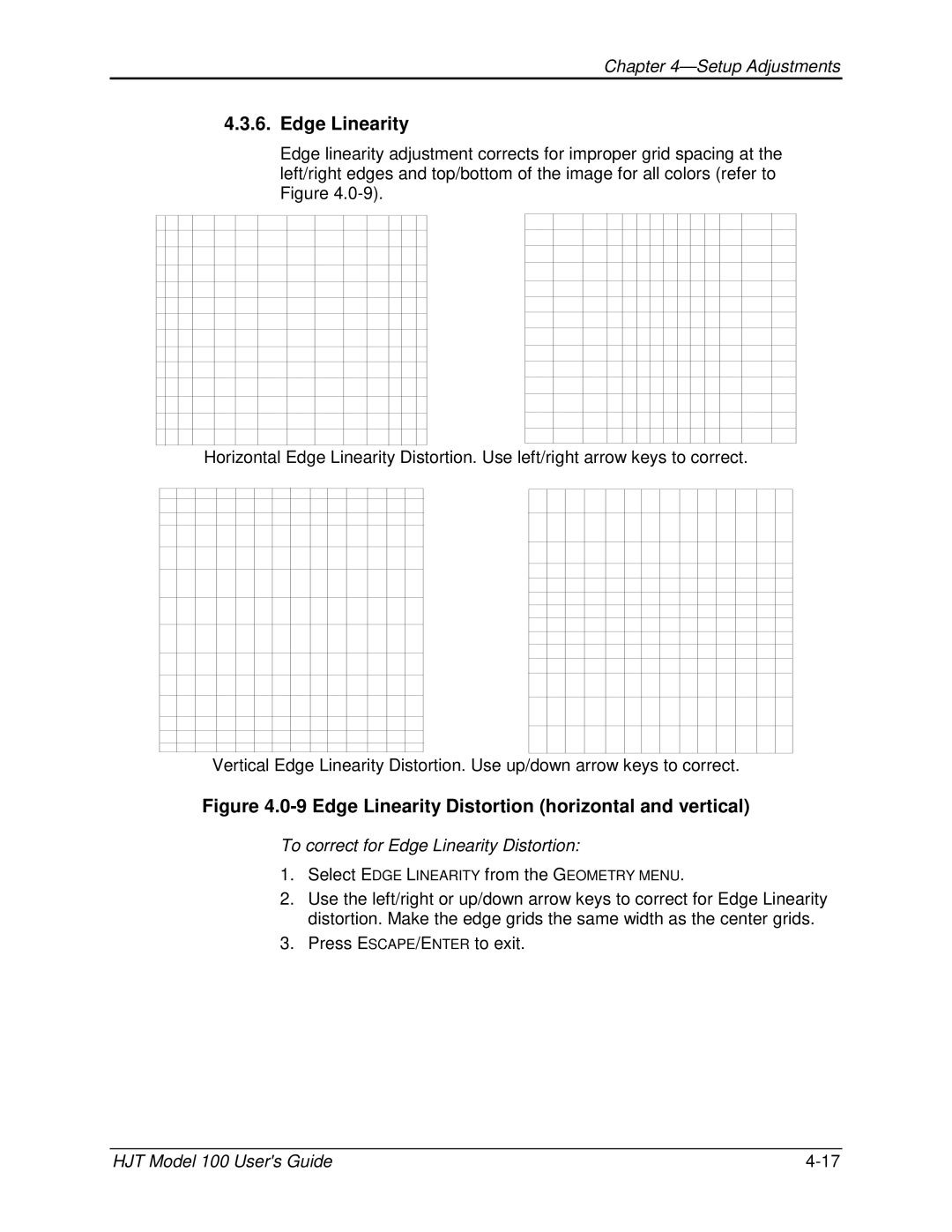 JVC CB100 manual To correct for Edge Linearity Distortion 