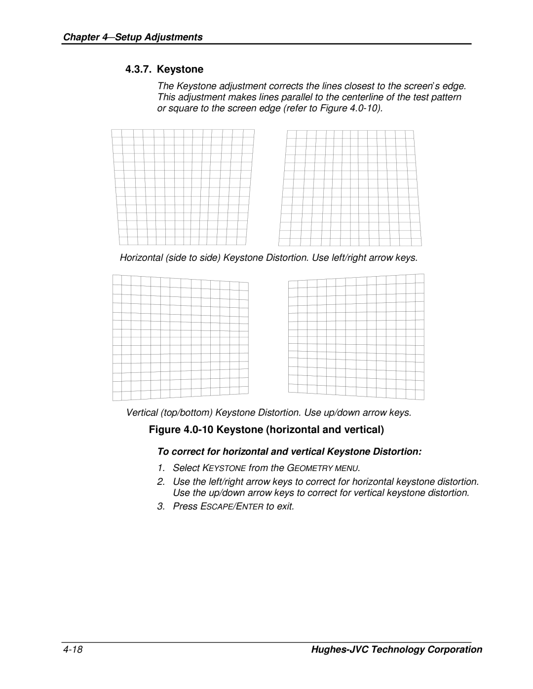 JVC CB100 manual To correct for horizontal and vertical Keystone Distortion 