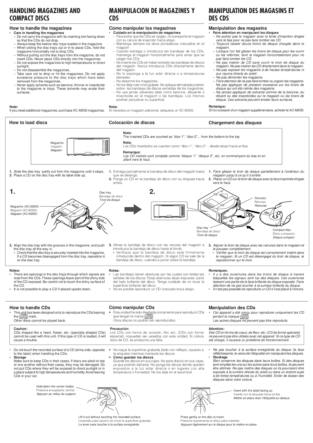 JVC CH-X350 Handling Magazines Compact Discs, Manipulacion DE Magazines Y CDS, Manipulation DES Magasins ET DES CDS 