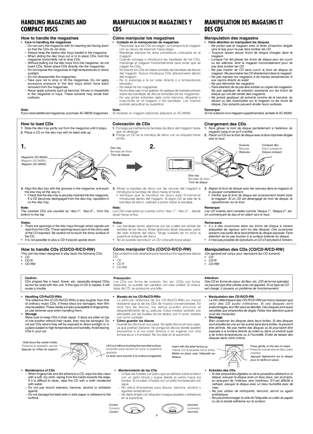 JVC CH-X470 Handling Magazines, Compact Discs CDS DES CDS, Manipulacion DE Magazines Y, Manipulation DES Magasins ET 