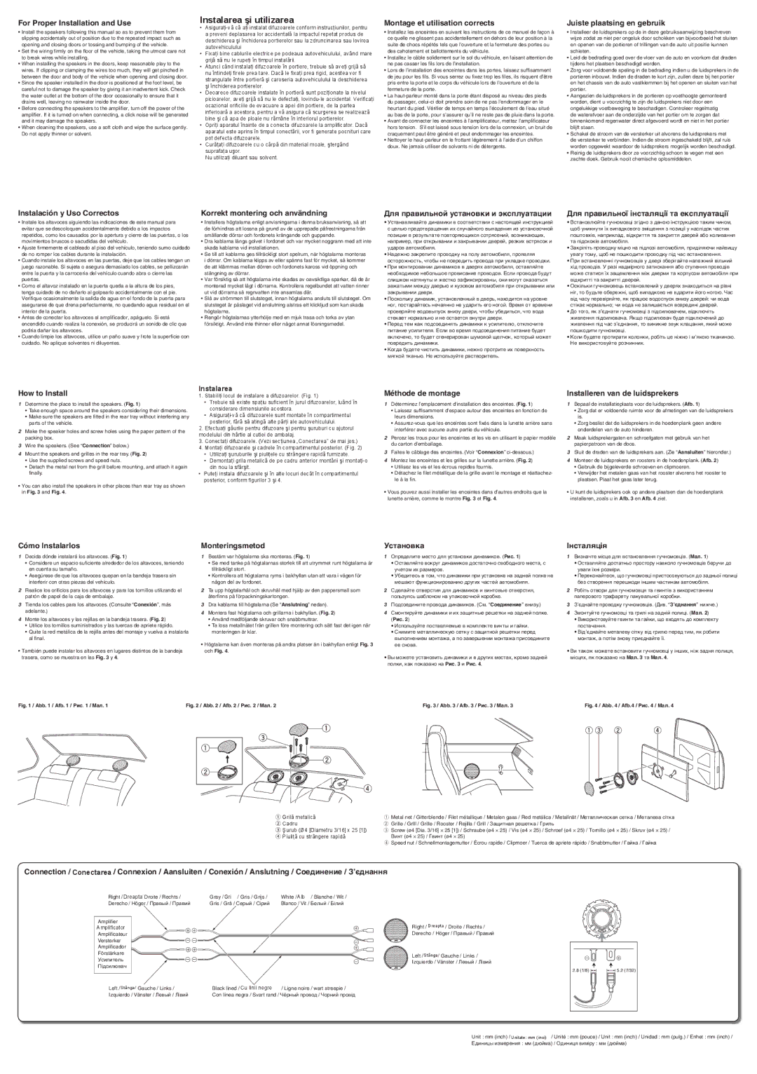 JVC CS-V626 For Proper Installation and Use, Hinweise für die korrekte Inbetriebnahme und, Montage et utilisation corrects 