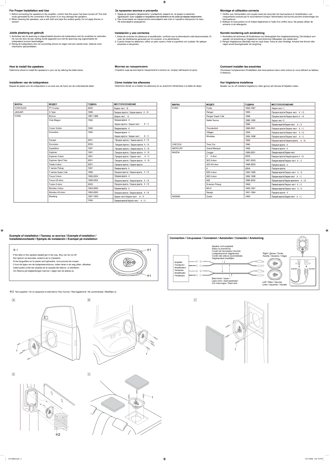 JVC CS-V6835 dimensions Juiste plaatsing en gebruik, How to install the speakers, Installeren van de luidsprekers 