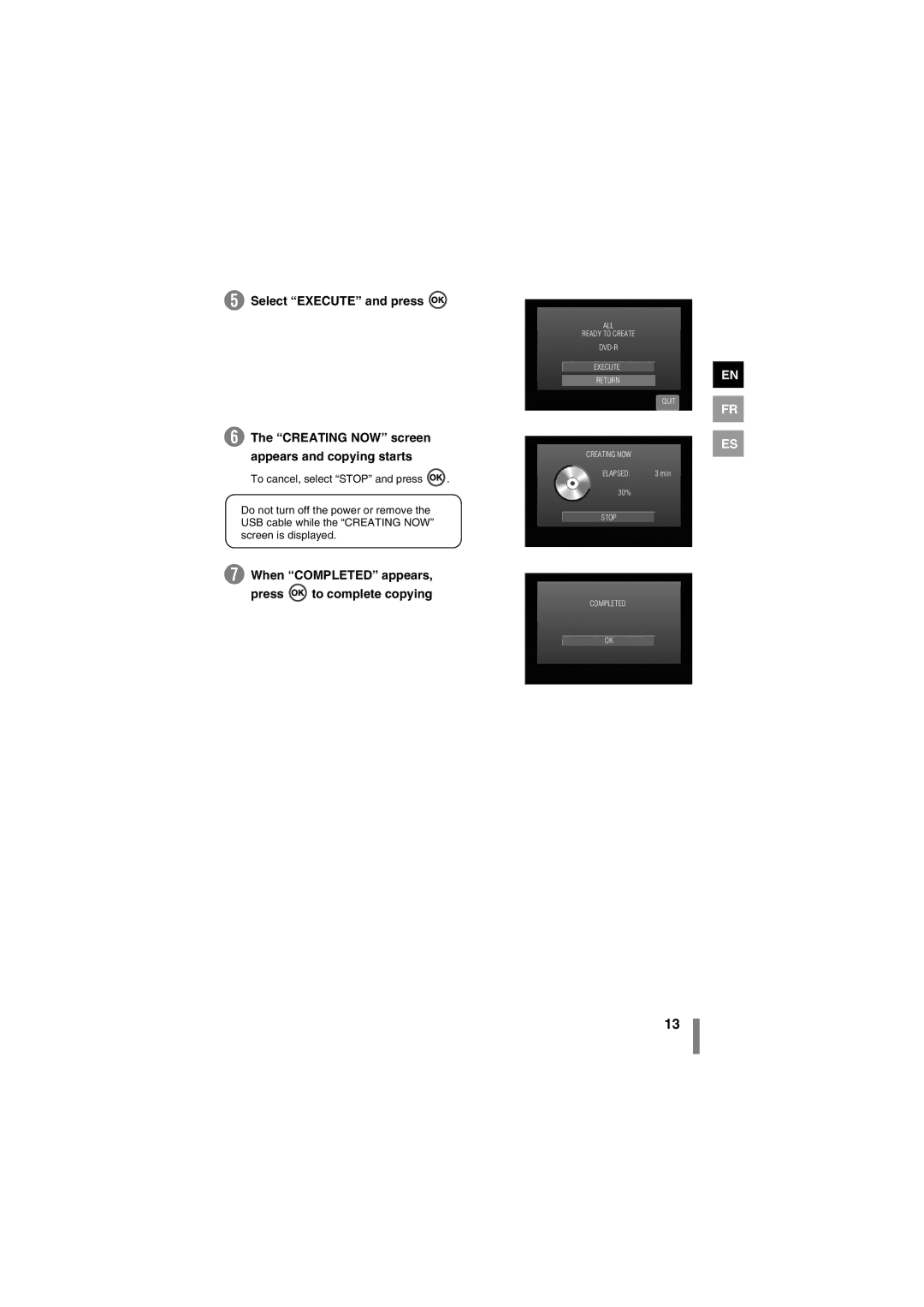 JVC CU-VD3U manuel dutilisation When Completed appears Press to complete copying 