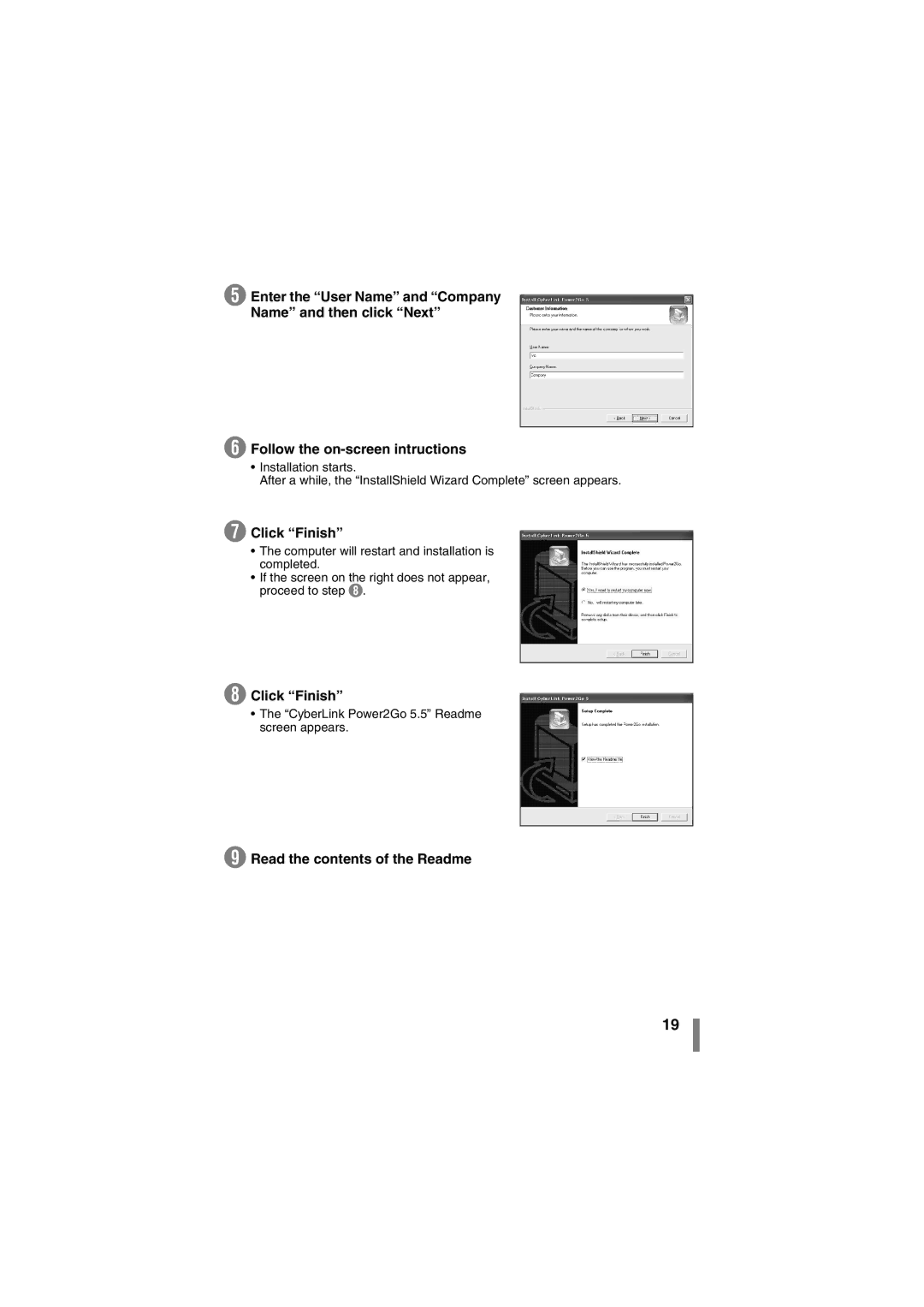 JVC CU-VD50AA manual Click Finish, Read the contents of the Readme 