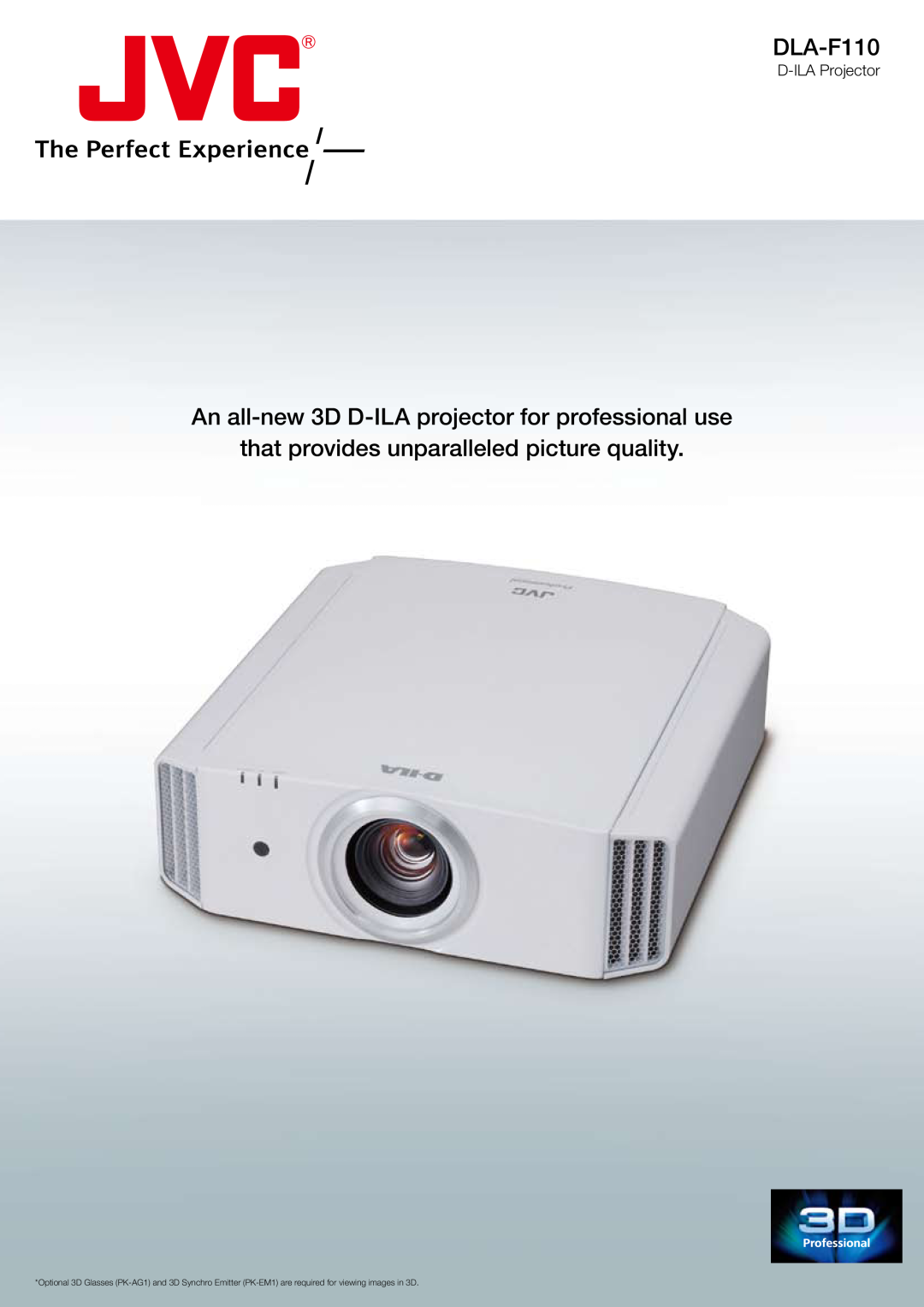 JVC DLA-F110 manual An all-new 3D D-ILA projector for professional use, that provides unparalleled picture quality 