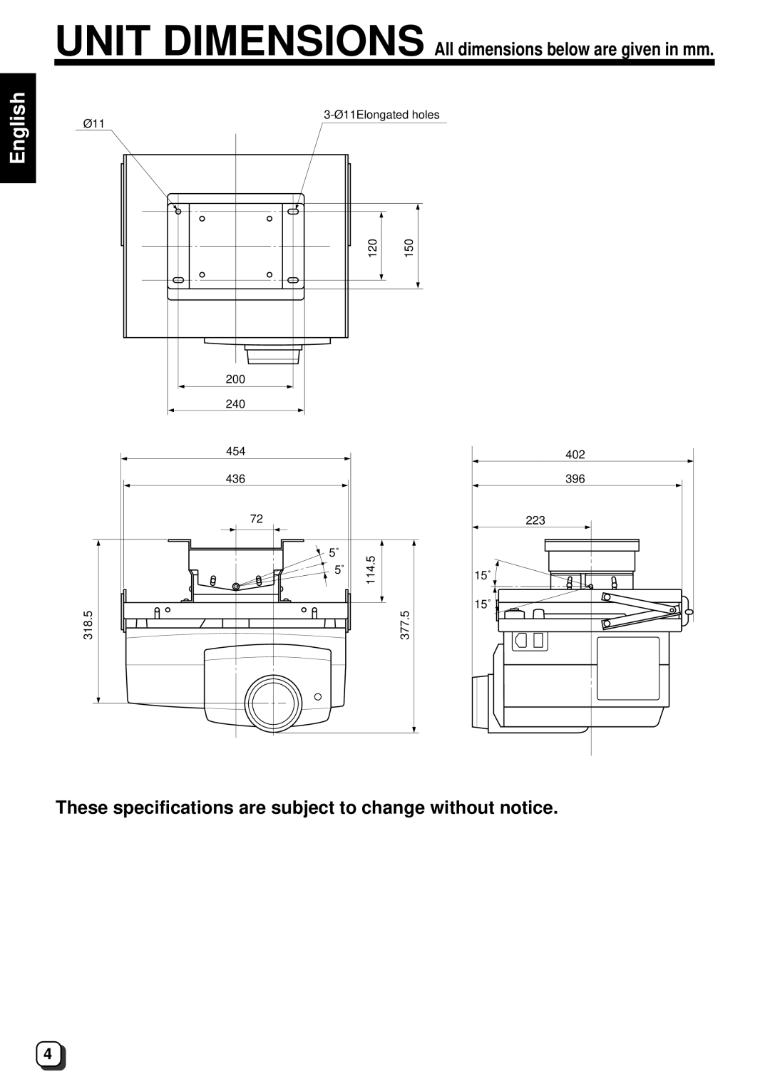 JVC DLA-G10U, DLA-G10E instruction manual These specifications are subject to change without notice 