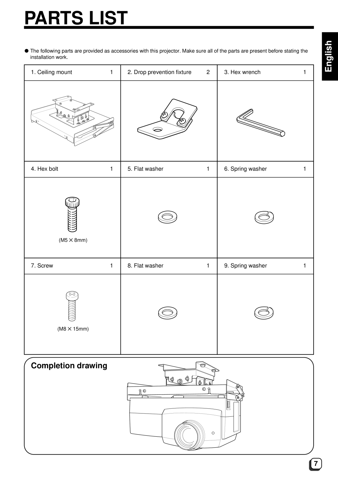 JVC DLA-G10E, DLA-G10U instruction manual Parts List, Completion drawing 