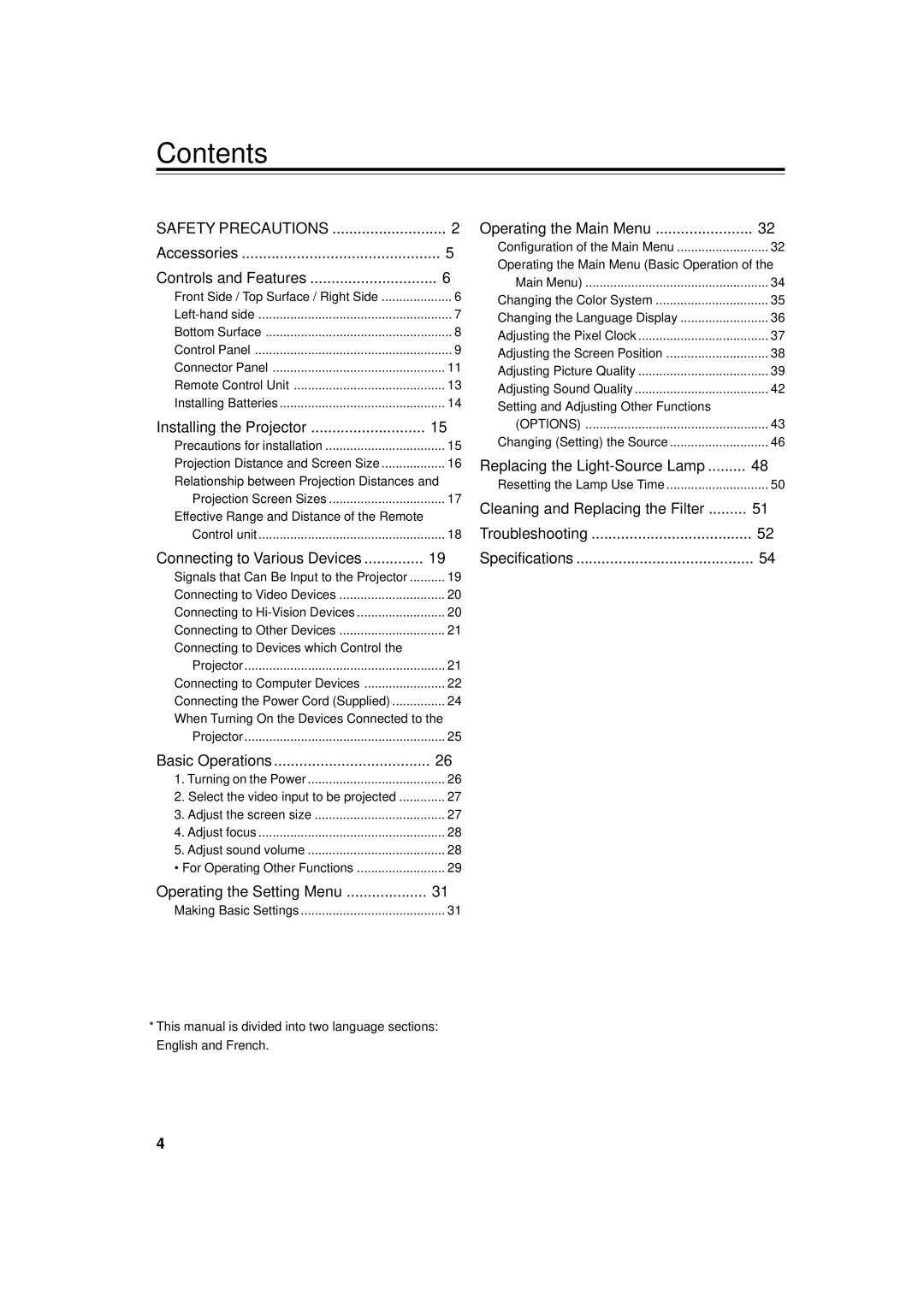 JVC DLA-G11U manual Contents 