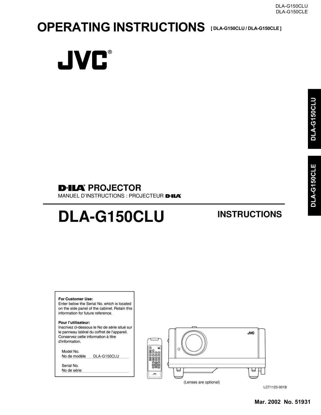 JVC DLA-G150CLU, DLA-G150CLE manual 