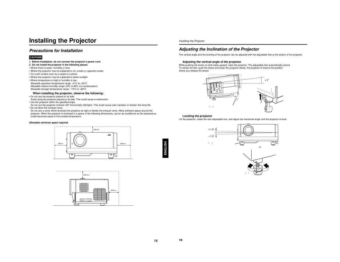 JVC DLA-G150CLU, DLA-G150CLE manual Installing the Projector 