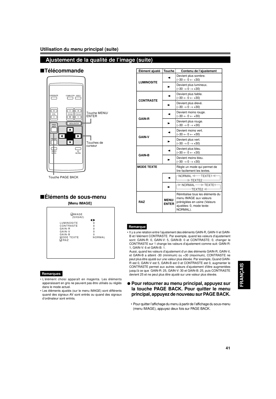 JVC DLA-G15U manual Normal TEXTE1 TEXTE2 