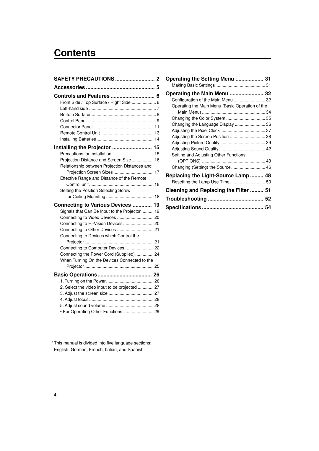 JVC DLA-G15U manual Contents 