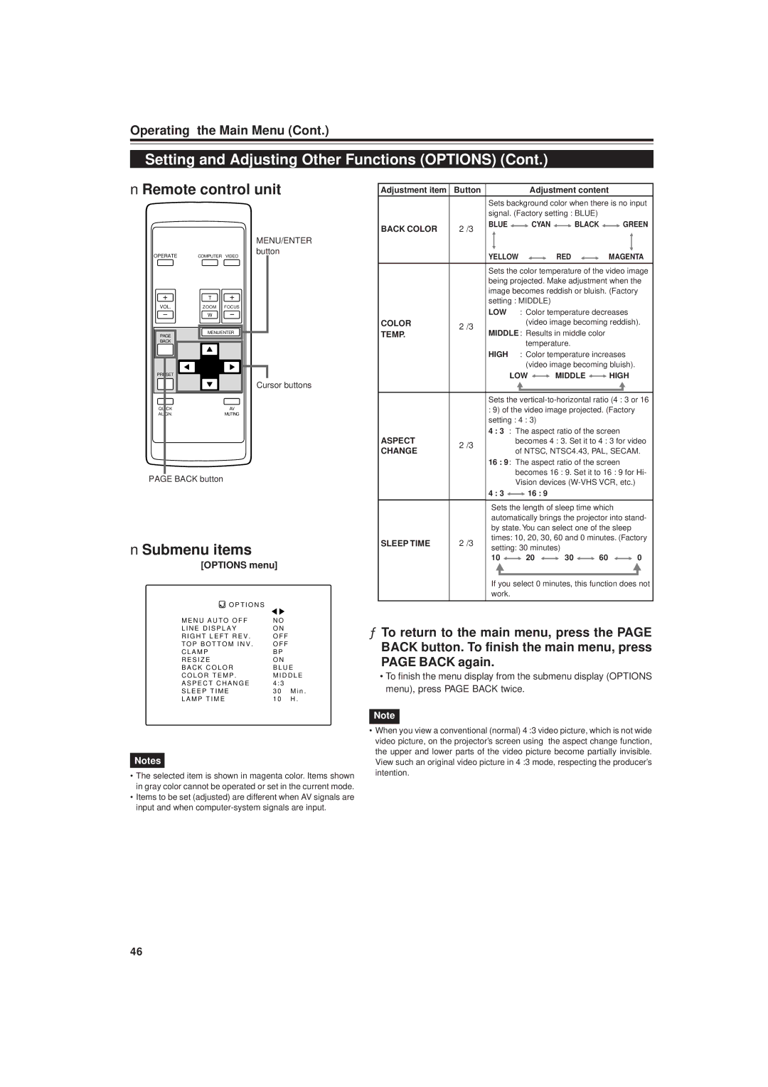 JVC DLA-G20U manual Aspect 