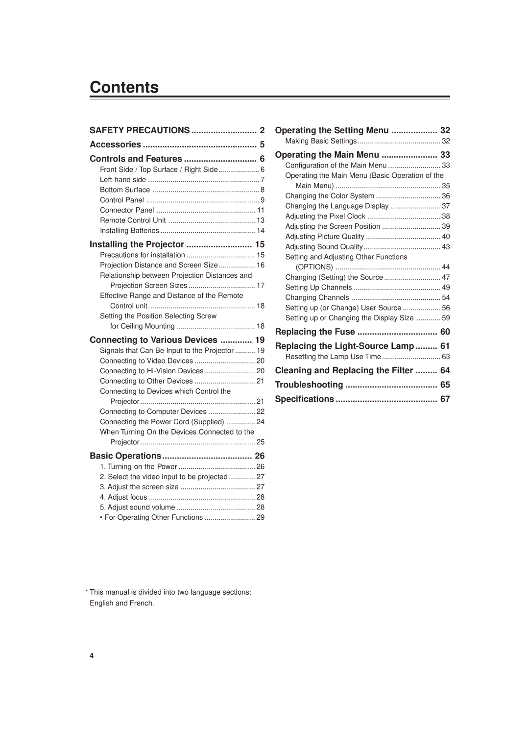 JVC DLA-G20U manual Contents 