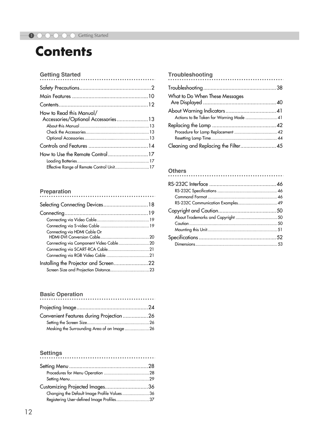 JVC DLA-HD1 manual Contents 