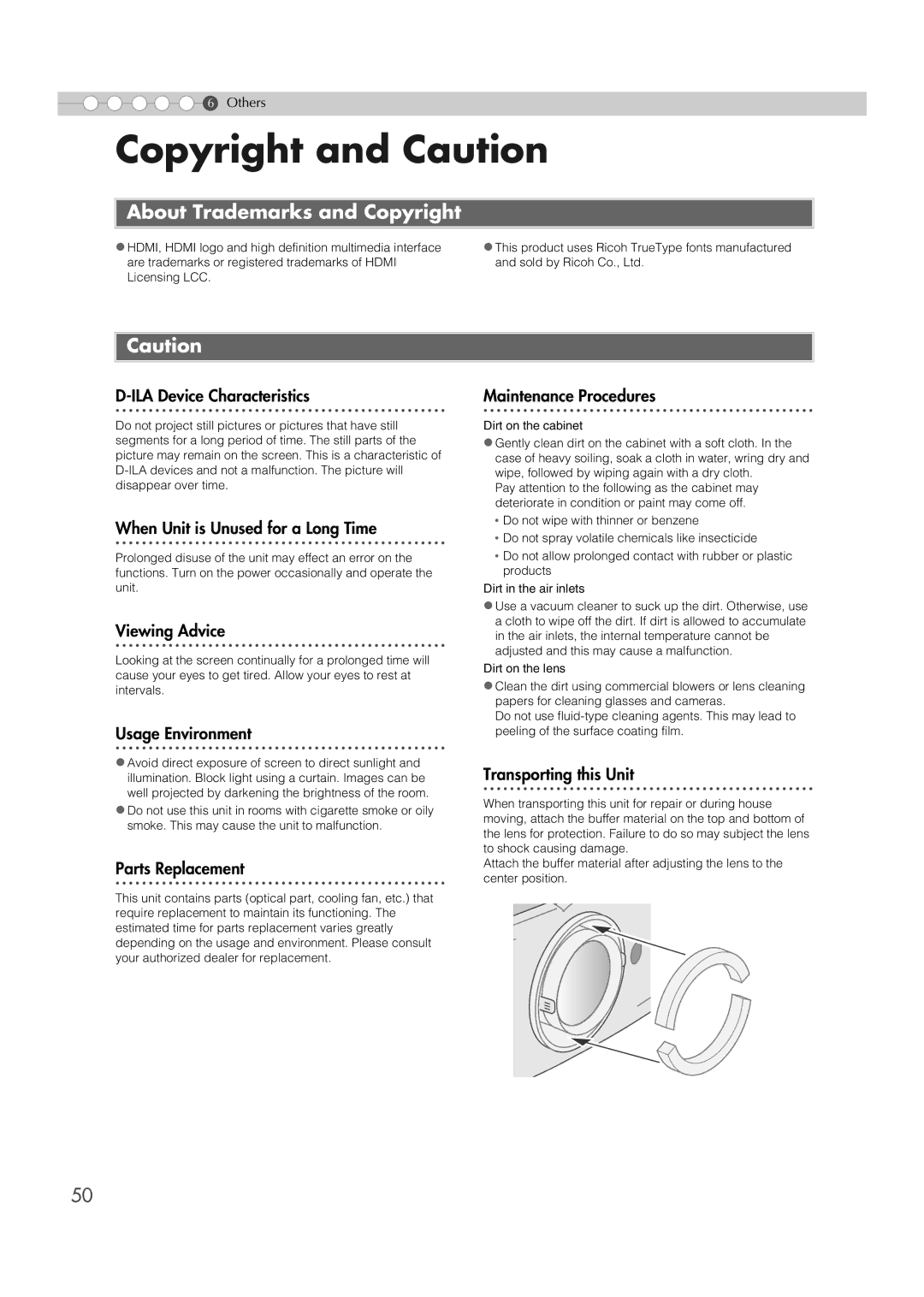 JVC DLA-HD1 manual Copyright and Caution, About Trademarks and Copyright 