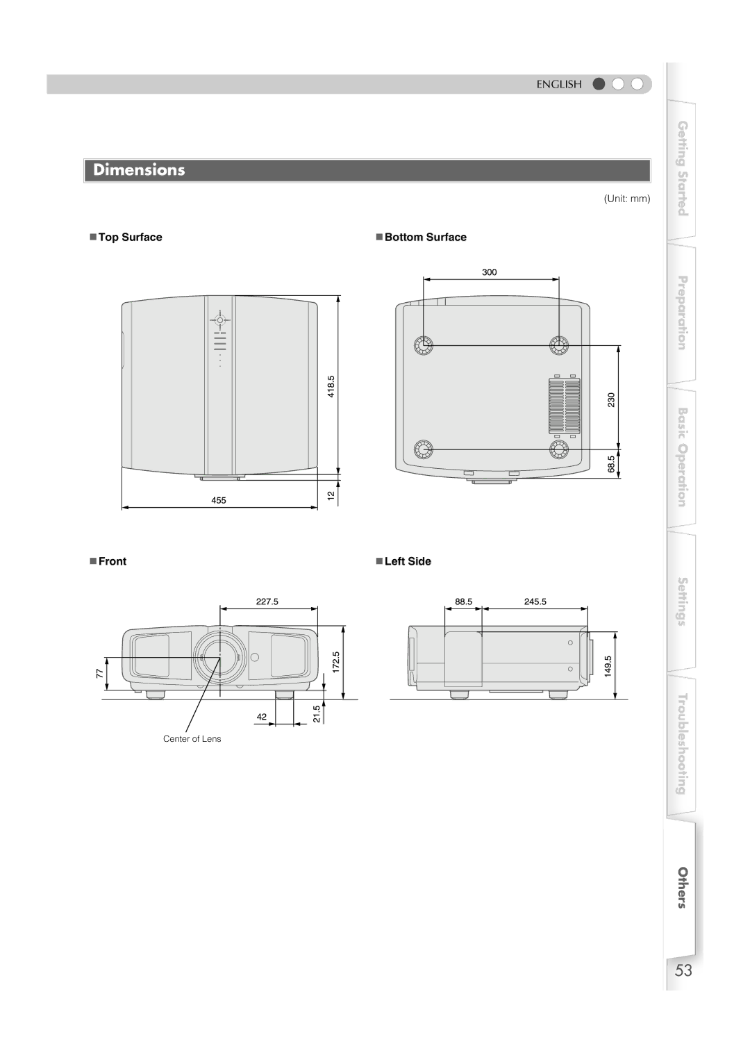 JVC DLA-HD1 manual Dimensions 