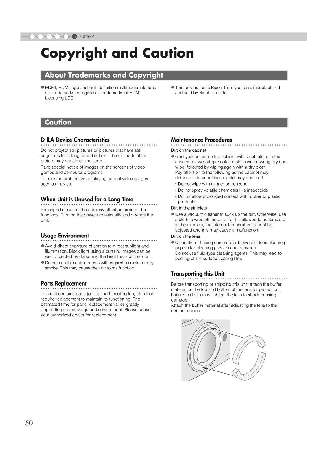 JVC DLA-HD100 manual Copyright and Caution, About Trademarks and Copyright 