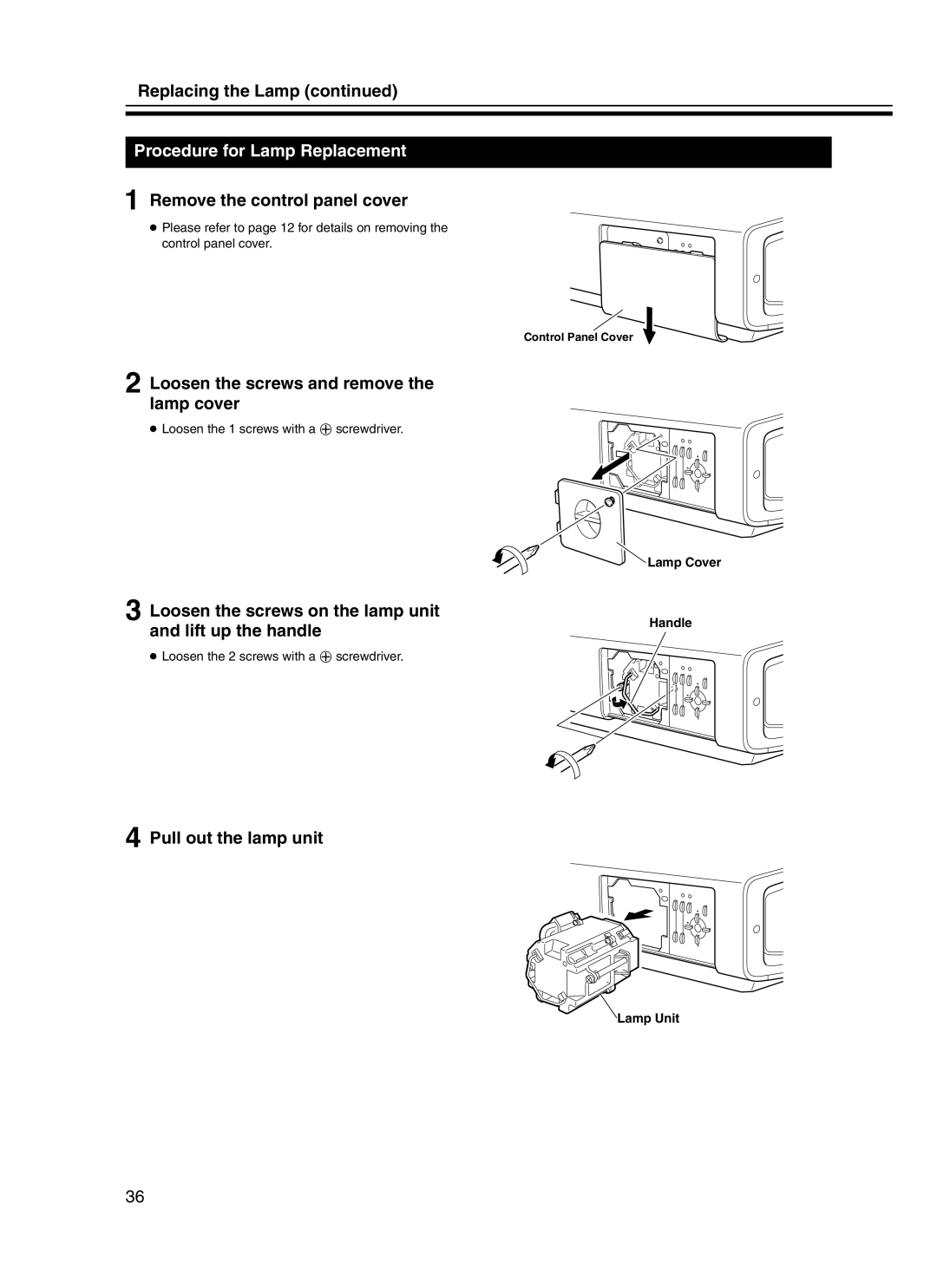 JVC DLA-HD10KU/E, DLA-HD10KSU/E manual Procedure for Lamp Replacement 