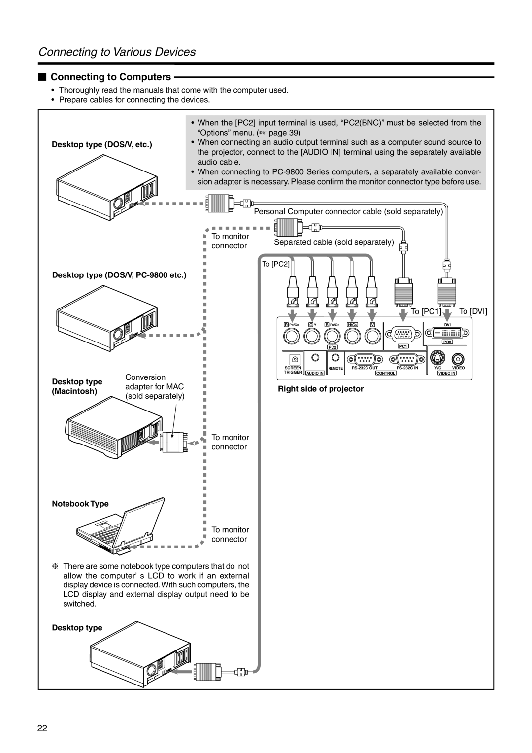 JVC DLA-HX2U, DLA-HX2E manual  Connecting to Computers 