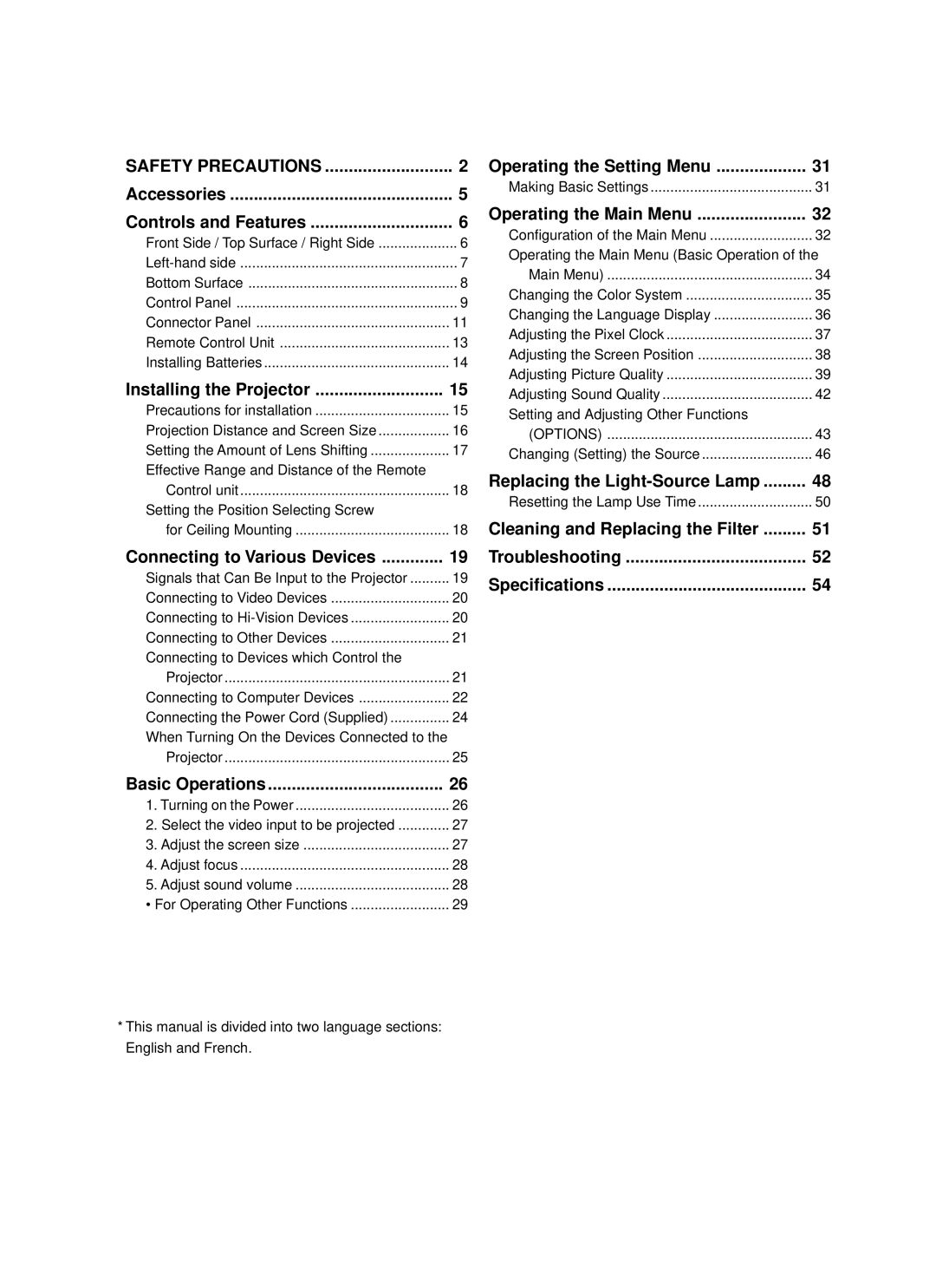 JVC DLA-M15U Accessories Controls and Features, Installing the Projector, Connecting to Various Devices, Basic Operations 