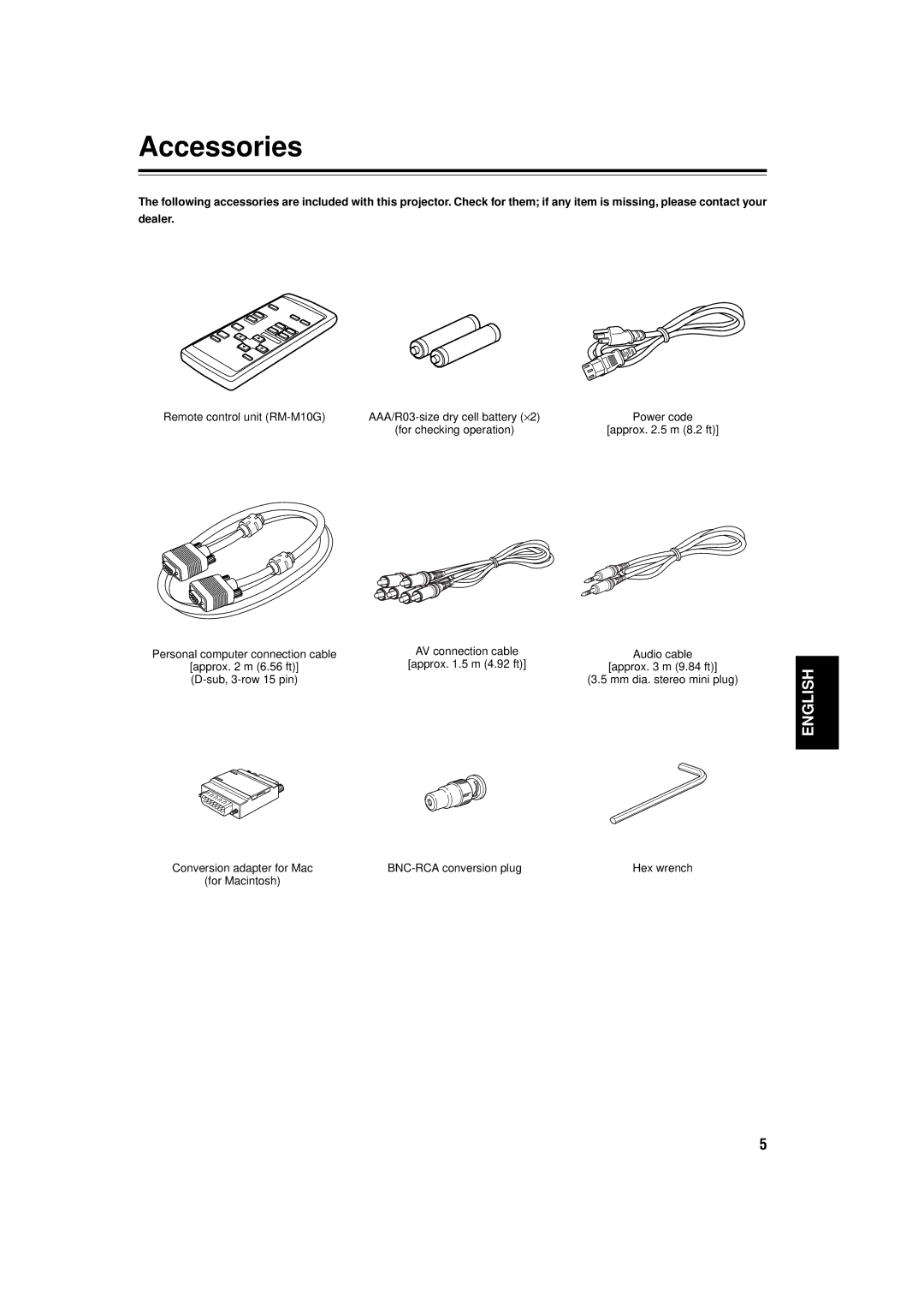 JVC DLA-M15U manual Accessories 