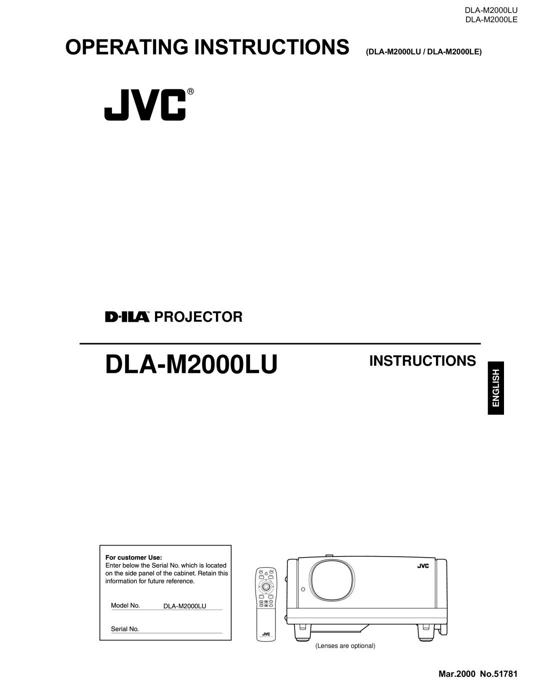 JVC DLA-M2000LU manual 