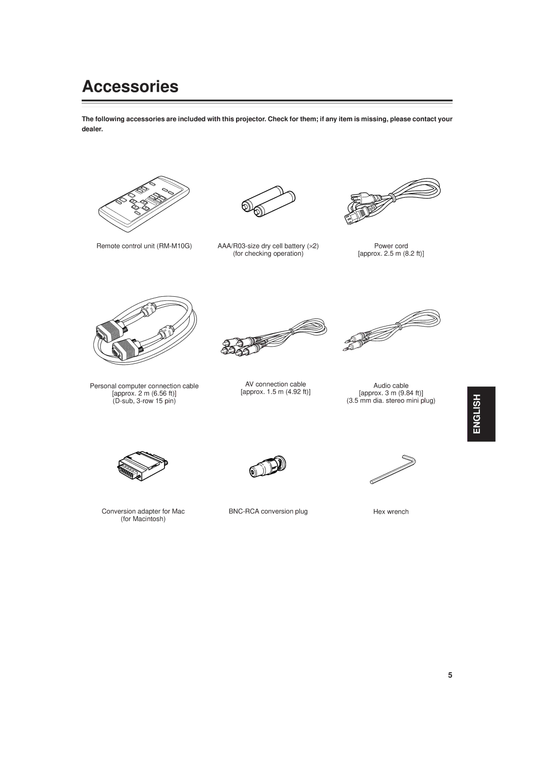 JVC DLA-M20U manual Accessories 