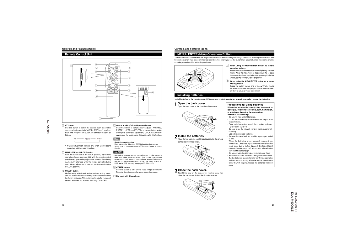 JVC DLA-M4000LU operating instructions 51666 