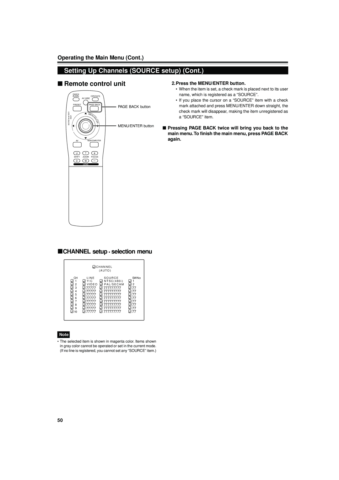 JVC DLA-M4000LU manual Press the MENU/ENTER button 