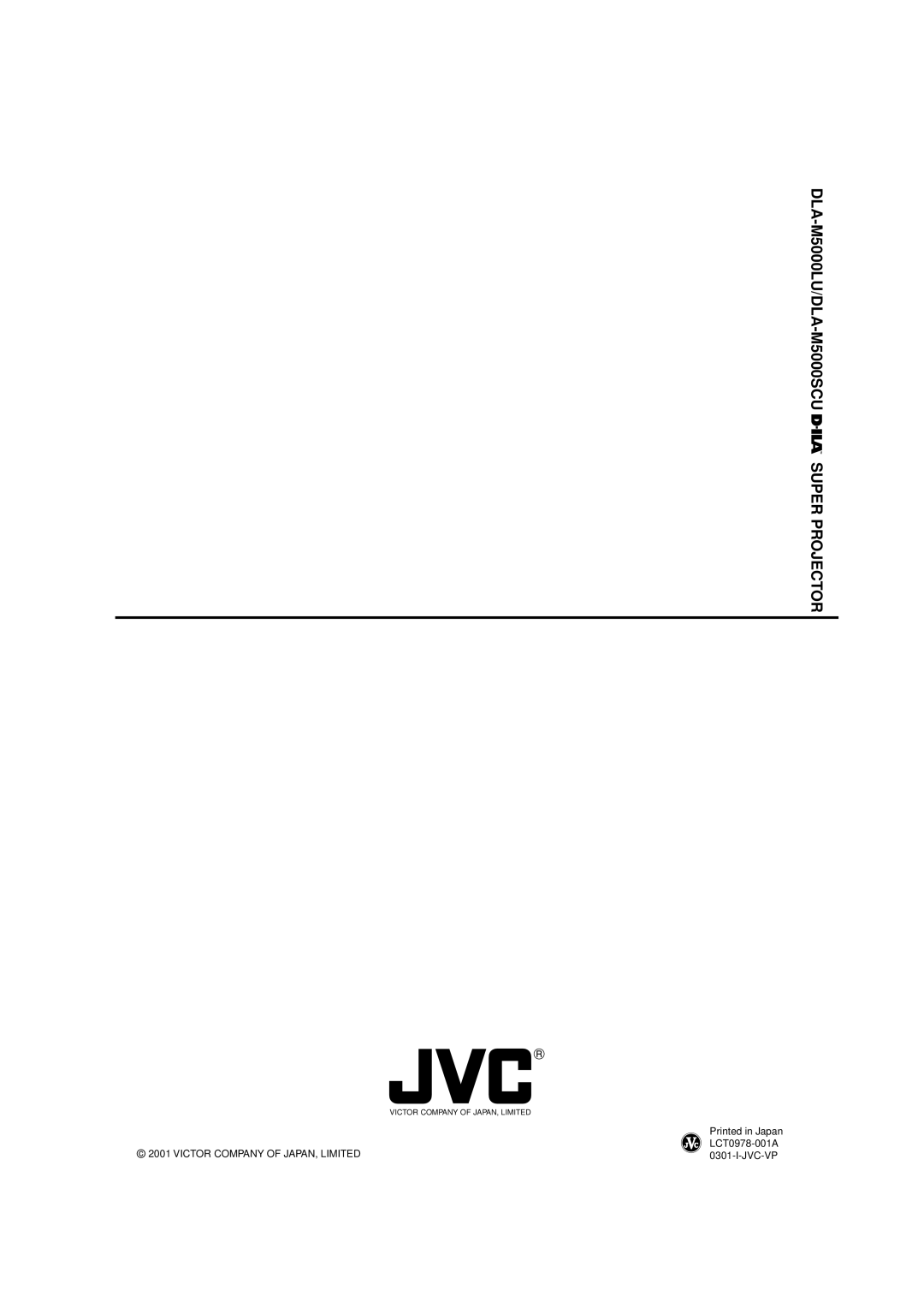 JVC DLA-M5000SCU, DLA-M5000LU manual LCT0978-001A, Jvc-Vp 