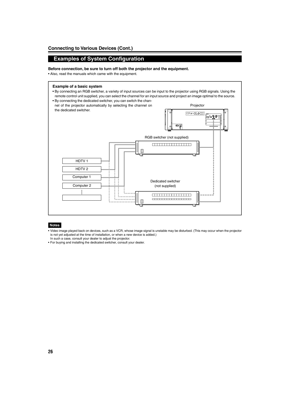 JVC DLA-QX1G manual Examples of System Configuration, Example of a basic system 