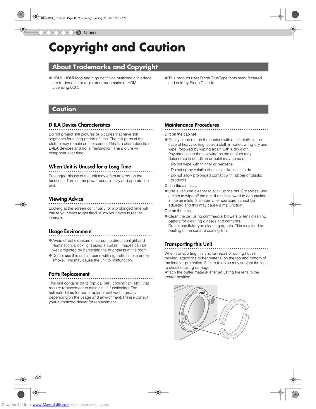 JVC DLA-RS1 manual Copyright and Caution, About Trademarks and Copyright 