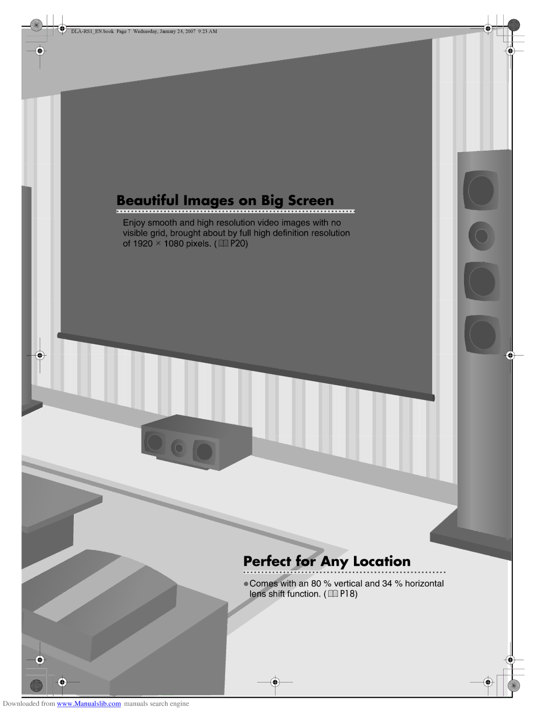 JVC DLA-RS1 manual Beautiful Images on Big Screen 