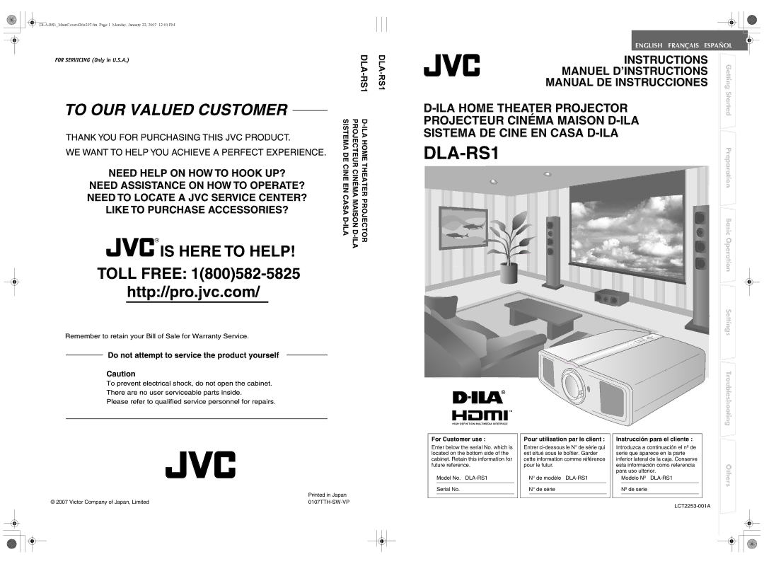 JVC DLA-RS1 manual 