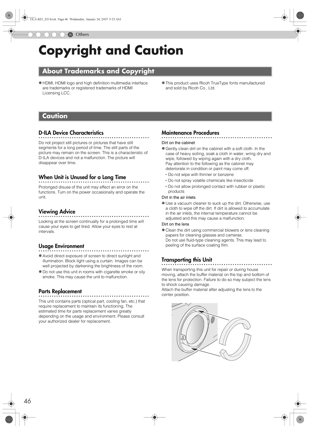 JVC DLA-RS1 manual Copyright and Caution, About Trademarks and Copyright 