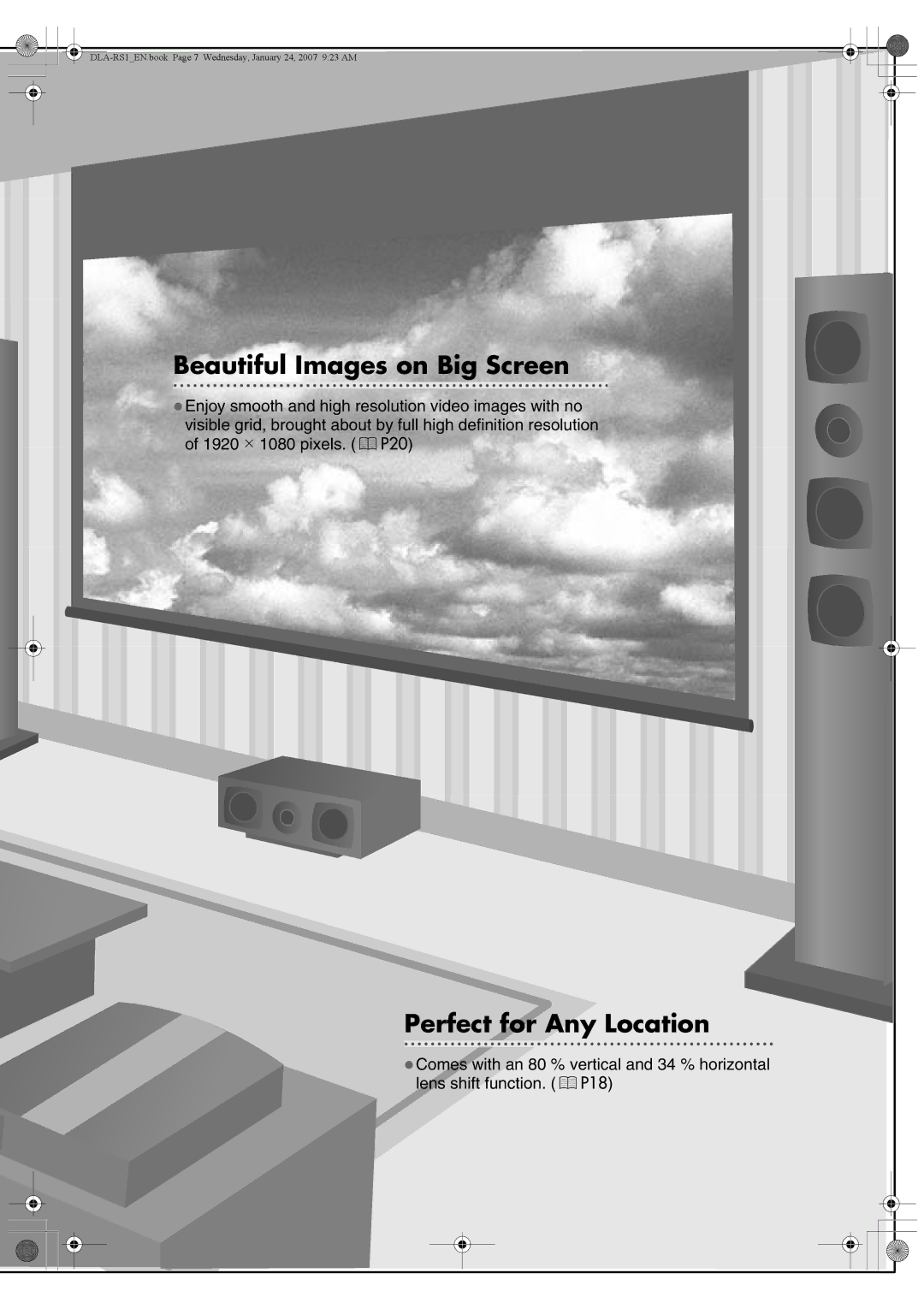 JVC DLA-RS1 manual Beautiful Images on Big Screen 