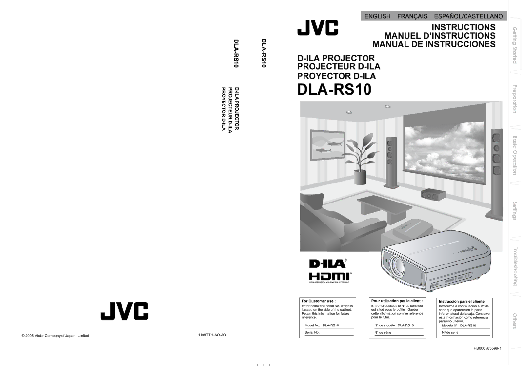 JVC DLA-RS10 manual PB006585599-1 