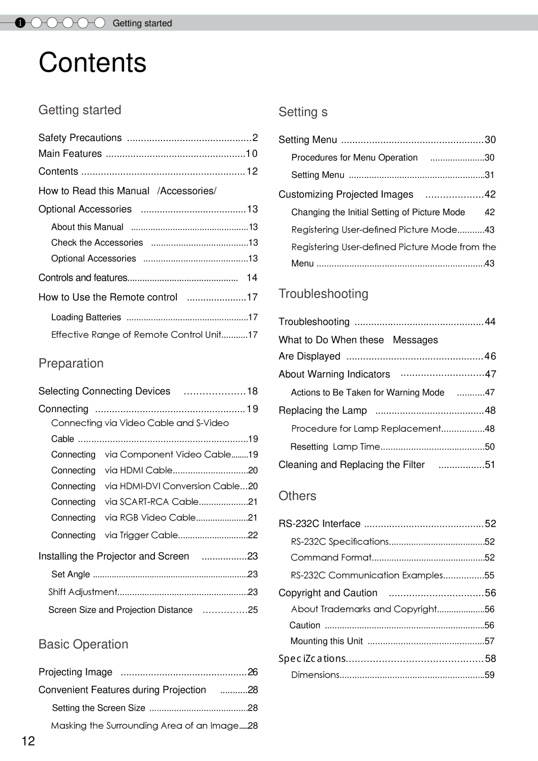 JVC DLA-RS10 manual Contents 