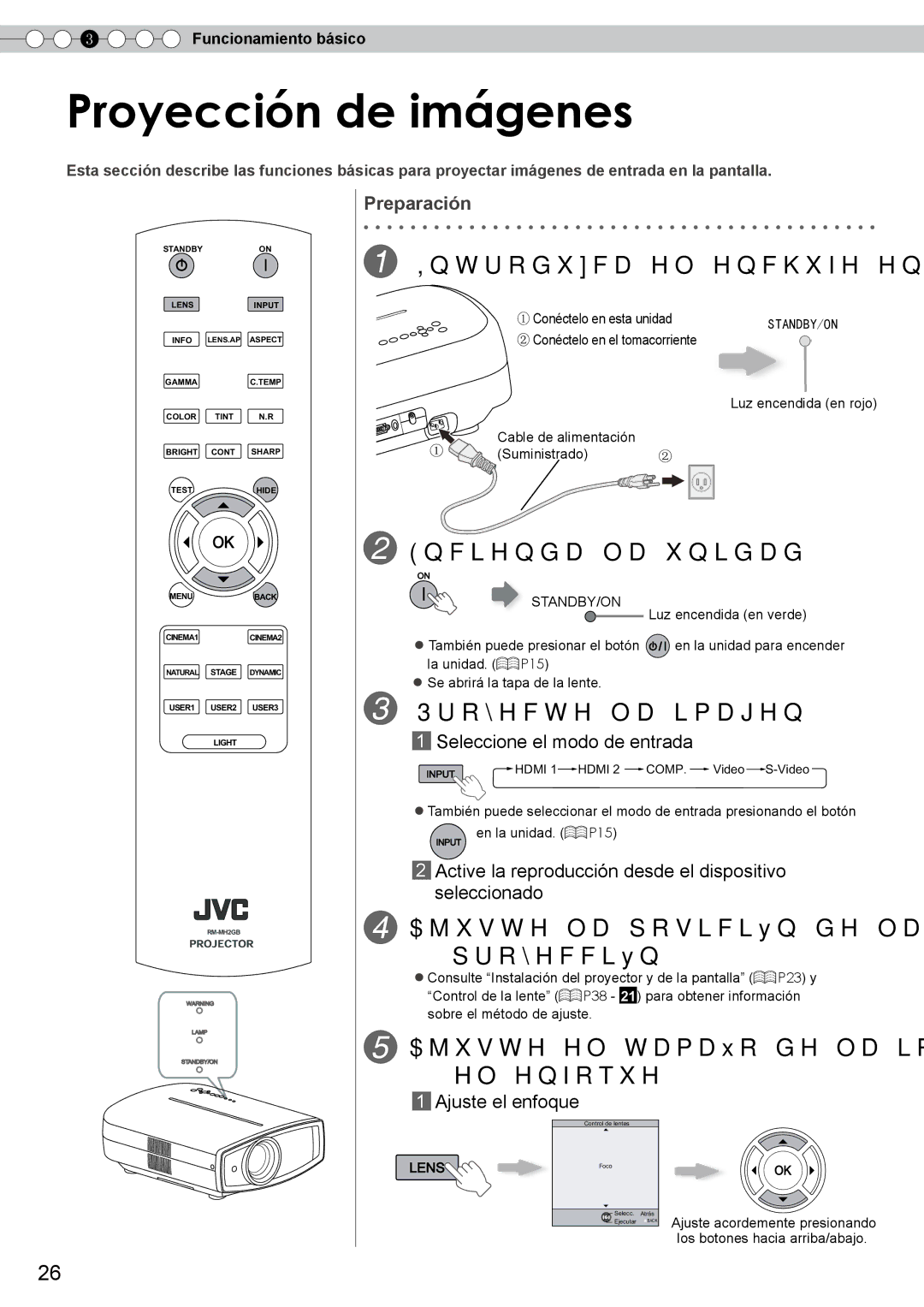 JVC DLA-RS10 manual Proyección de imágenes 