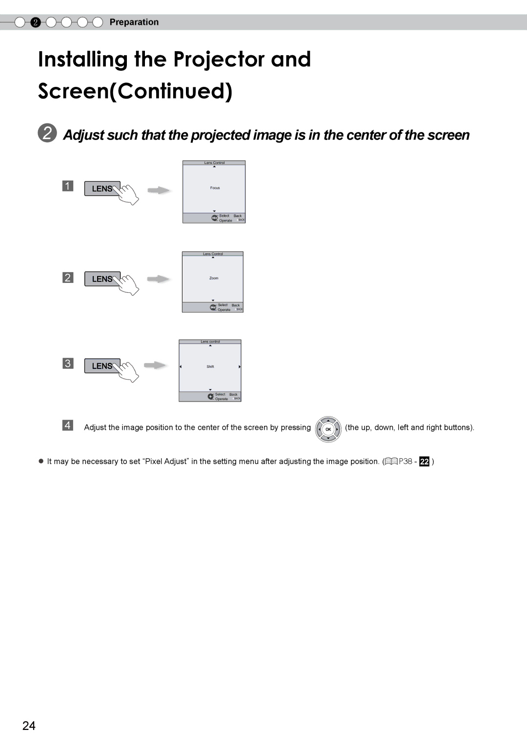 JVC DLA-RS10 manual Installing the Projector Screen, Lens 