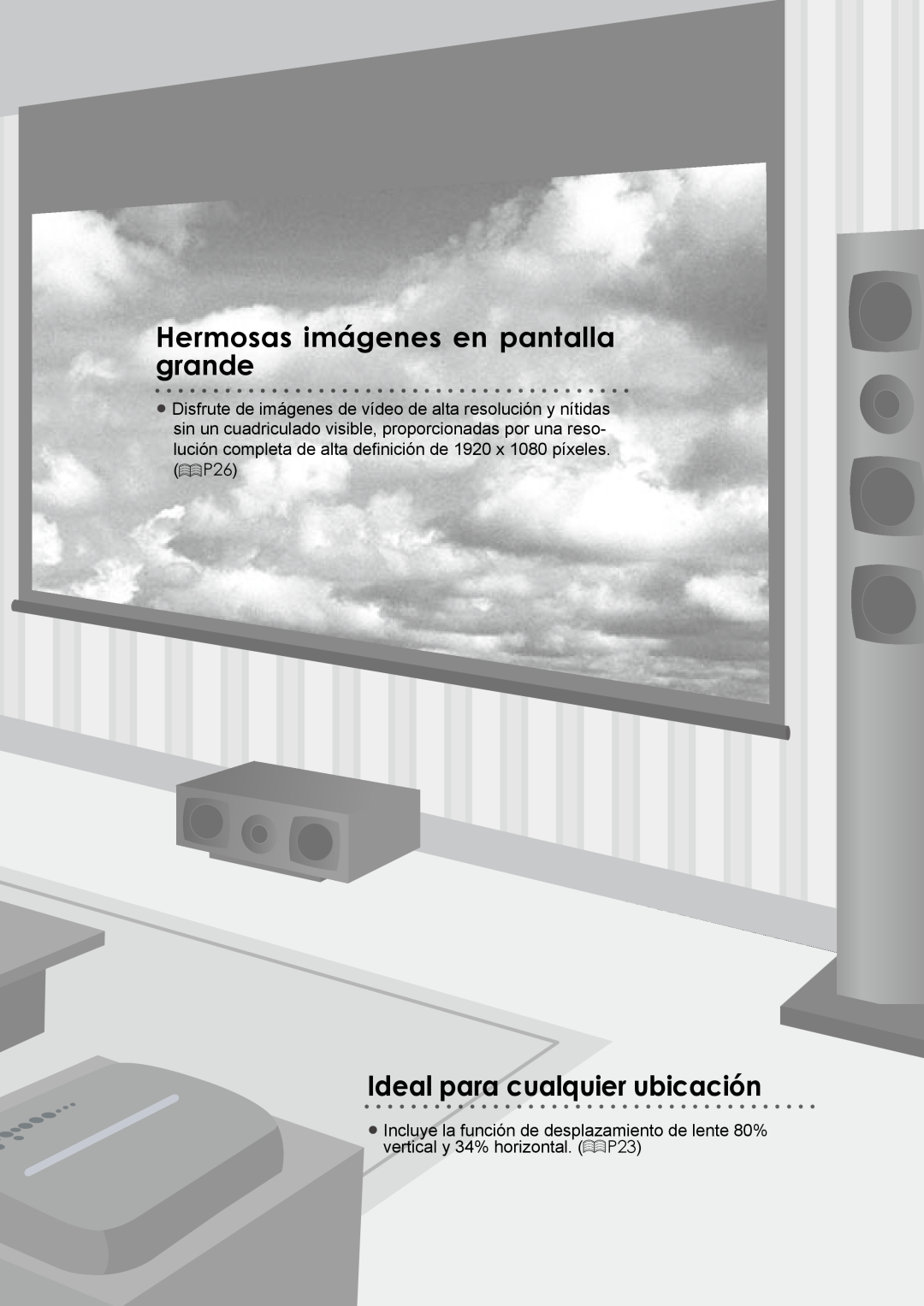 JVC DLA-RS10 manual Hermosas imágenes en pantalla grande, Ideal para cualquier ubicación 