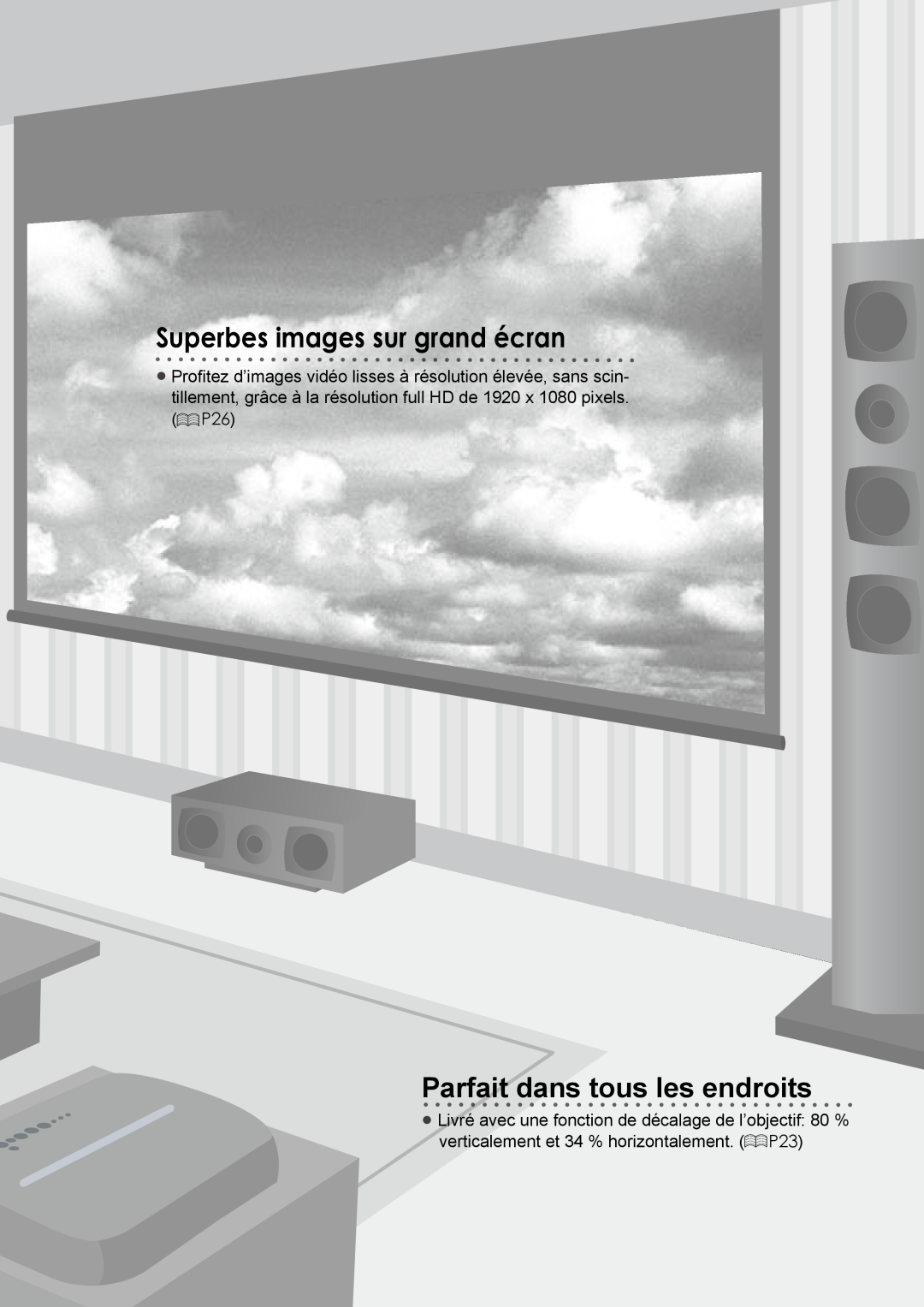 JVC DLA-RS10 manual Superbes images sur grand écran, Parfait dans tous les endroits 